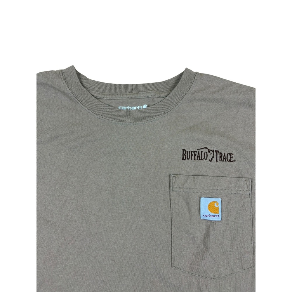 Carhartt Buffalo Trace Distillery Pocket T-Shirt Mens Large Loose Fit Gray Brown